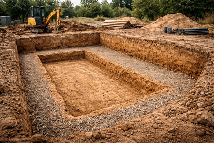 Особенности устройства котлована для ленточного фундамента