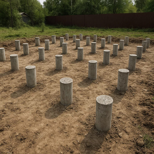 Буронабивные сваи Ø300 под дом 8×10